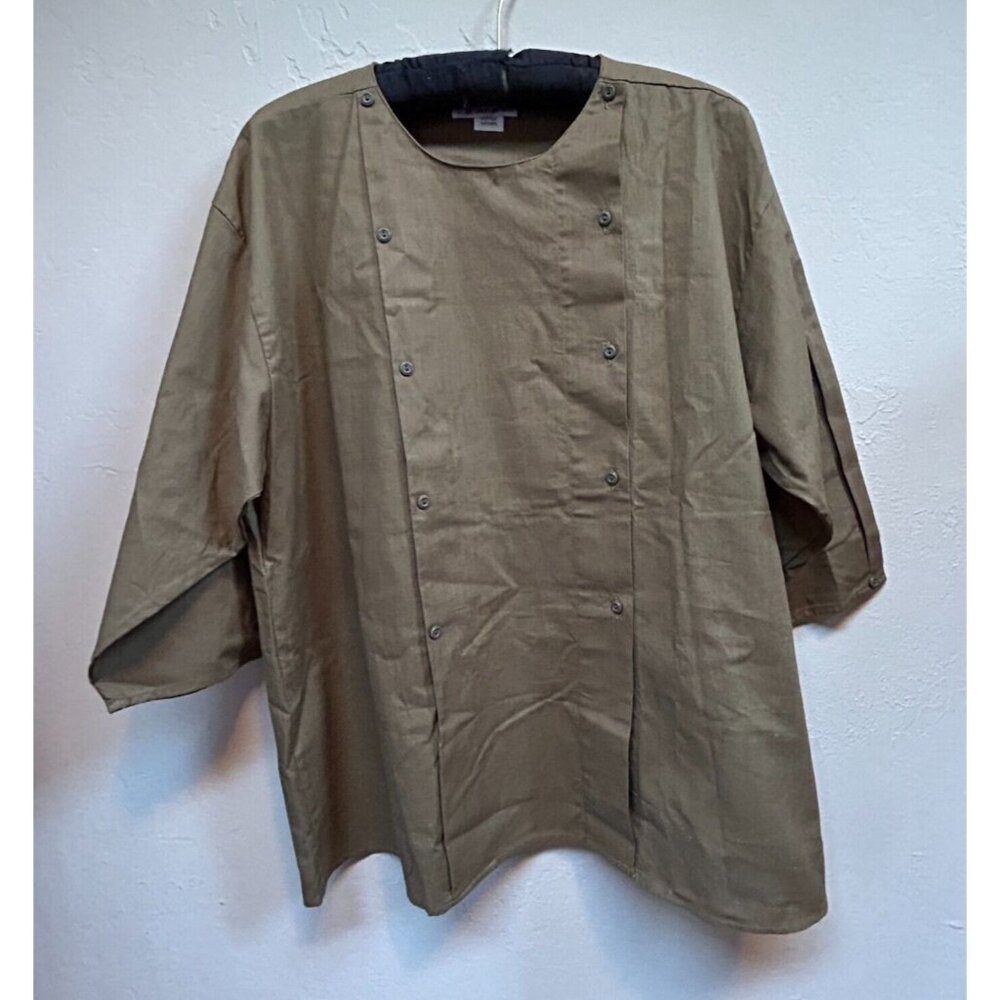 Unanyme de Georges Rech Womens Sz 40 Boxy Blouse Shirt Top Double Breasted Green